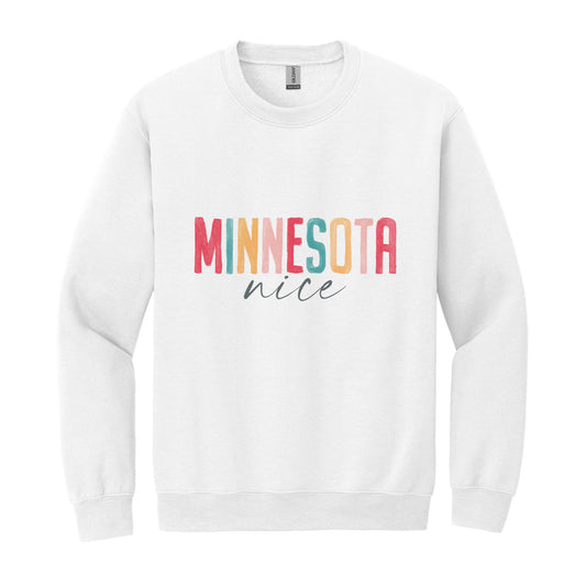 Gildan Sweatshirt White-Watercolor City Minnesota Nice -0