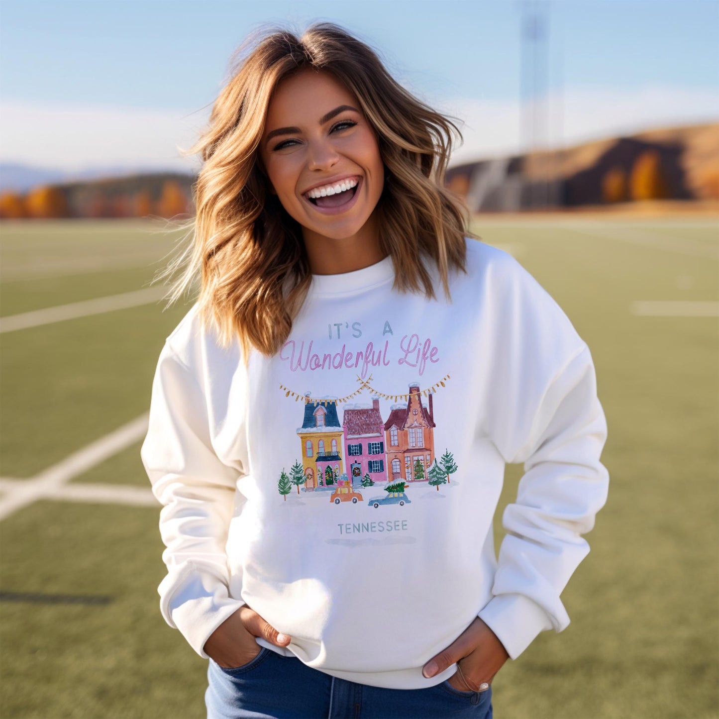 Gildan Sweatshirt White-It's A Wonderful Life Tennessee