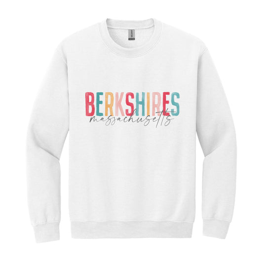 Gildan Sweatshirt White-Watercolor City Berkshires Massachusetts -0