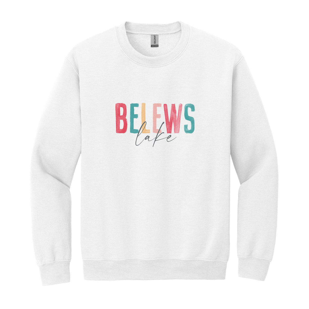 Gildan Sweatshirt White-Watercolor City Belews Lake -0