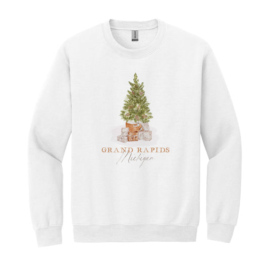 Gildan Sweatshirt White-Cottage Tree Grand Rapids Michigan