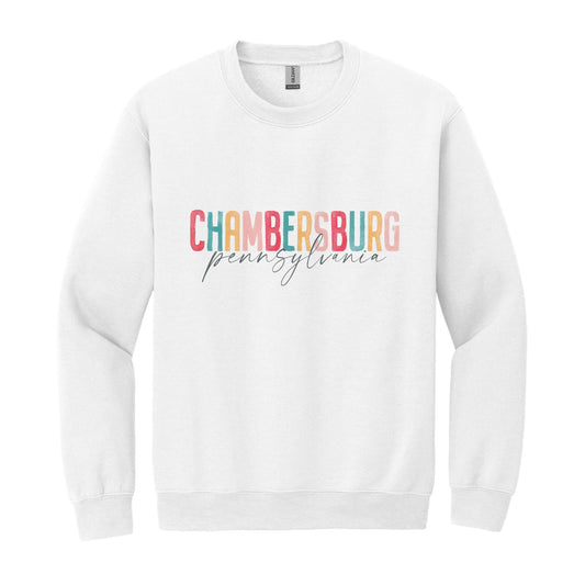 Gildan Sweatshirt White-Watercolor City Chambersburg Pennsylvania -0