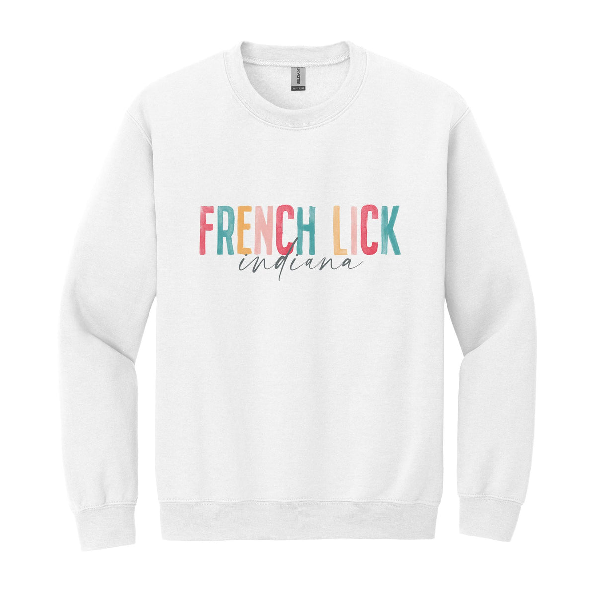 Gildan Sweatshirt White-Watercolor City French Lick Indiana -0