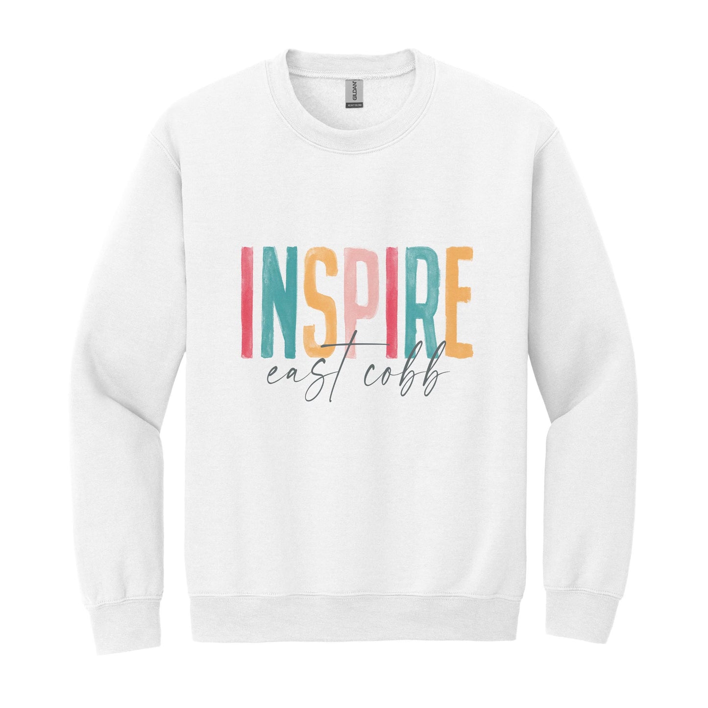 Gildan Sweatshirt White-Watercolor City Inspire East Cobb -0