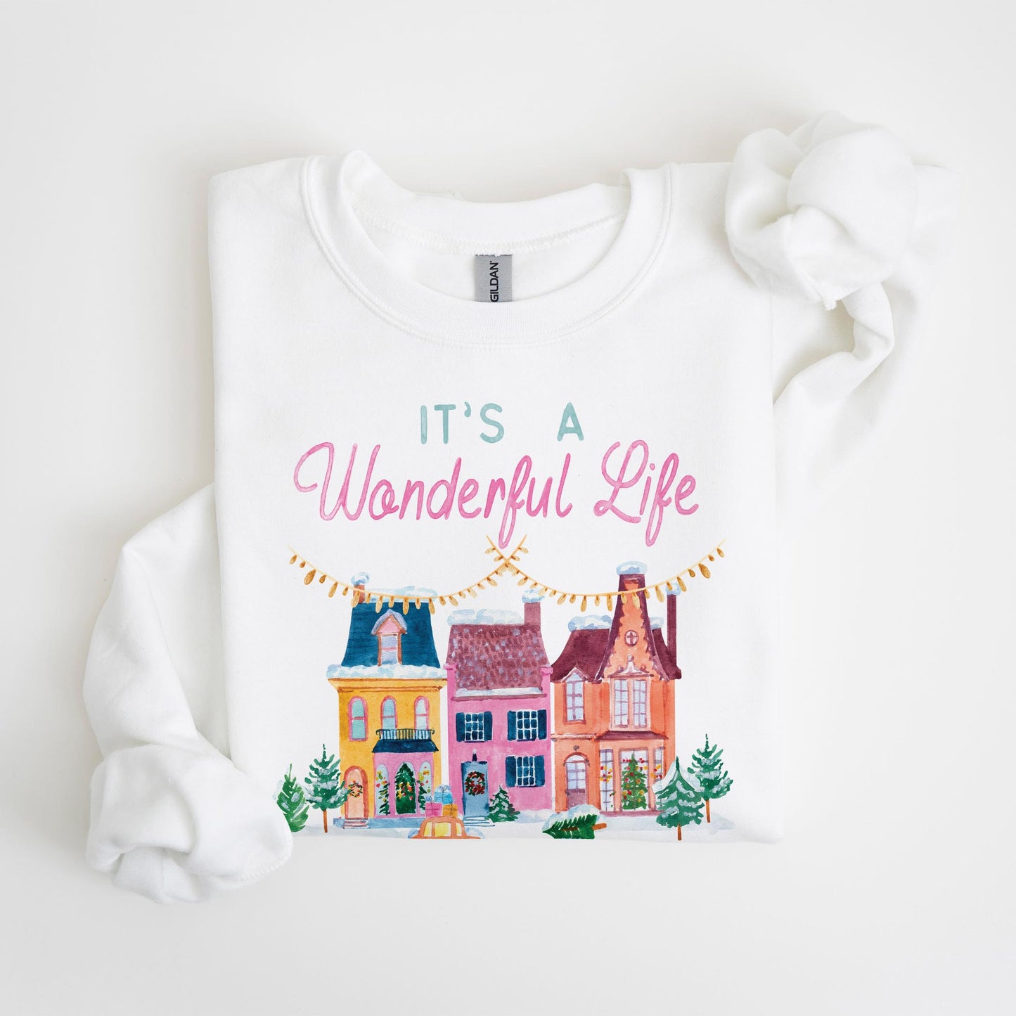 Gildan Sweatshirt White-Bella Canvas It's A Wonderful Life Nebraska -4