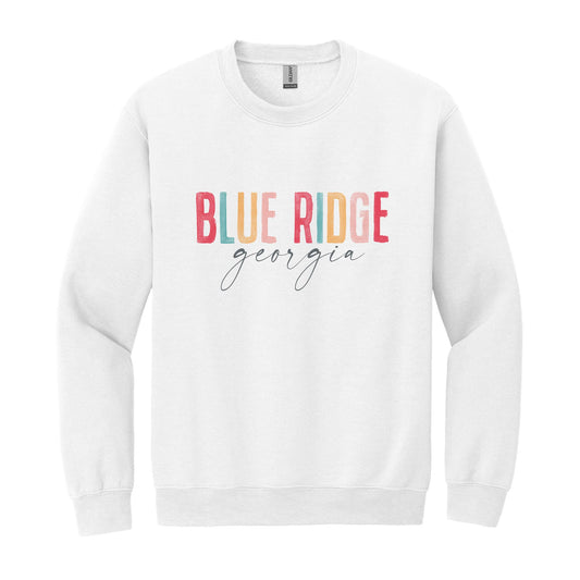 Gildan Sweatshirt White-Watercolor City Blue Ridge Georgia -0