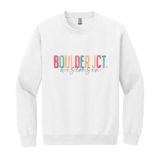 Gildan Sweatshirt White-Watercolor City Boulder JCT. Wisconsin -0
