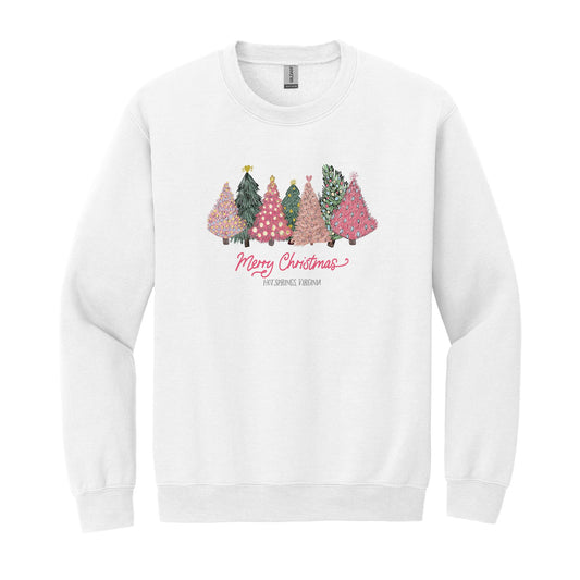 Gildan Sweatshirt White-Pink Trees Hot Springs Virginia -0