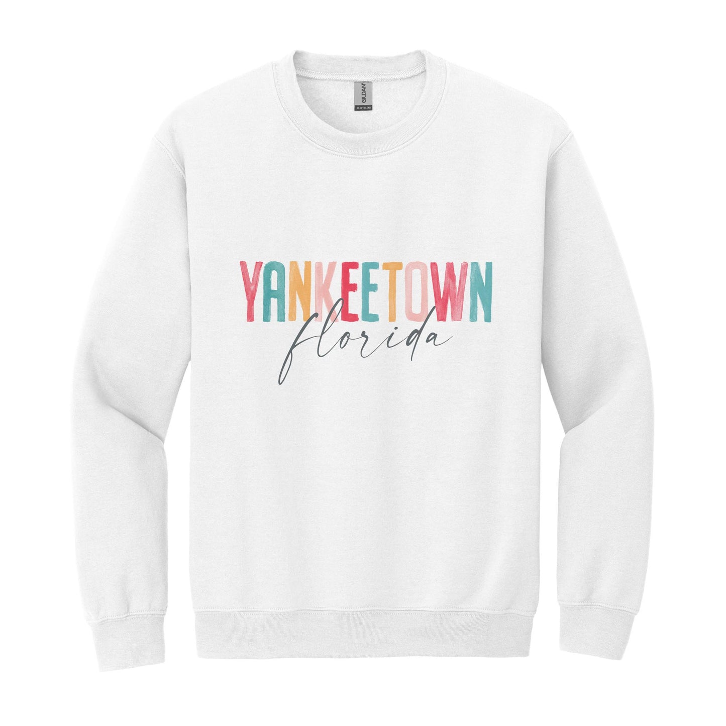 Gildan Sweatshirt White-Watercolor City Yankeetown Florida -0