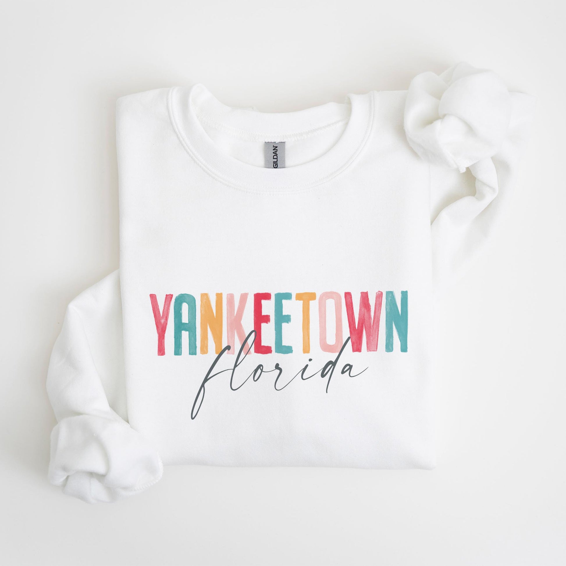 Gildan Sweatshirt White-Watercolor City Yankeetown Florida -4
