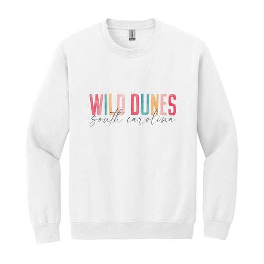 Gildan Sweatshirt White-Watercolor City Wild Dunes South Carolina -0