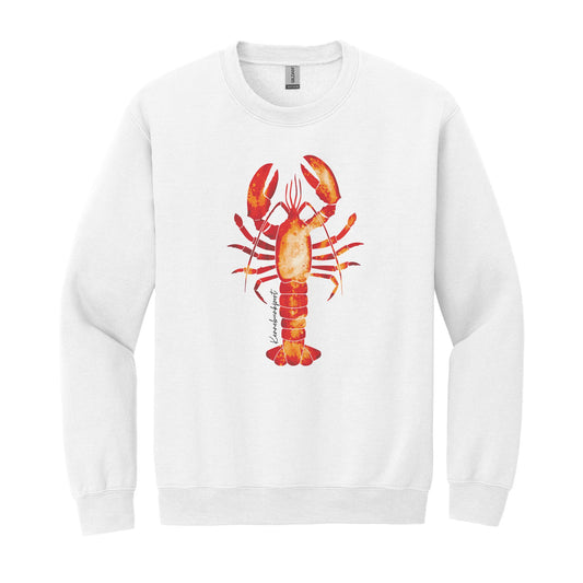 Gildan Sweatshirt White-Kennebunkport Maine Orange Lobster