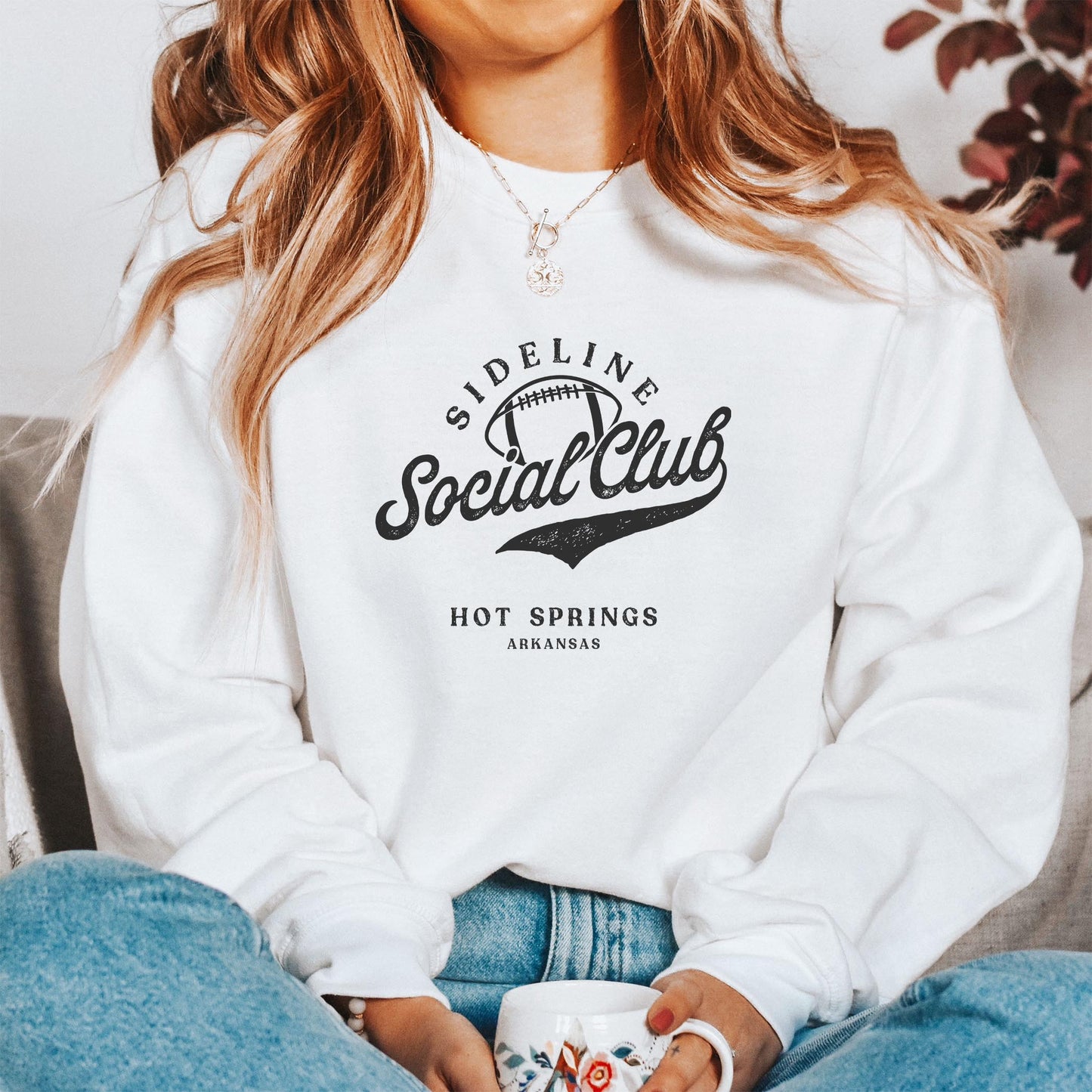 Gildan Sweatshirt White-Football Mom | Custom | Personalize -1