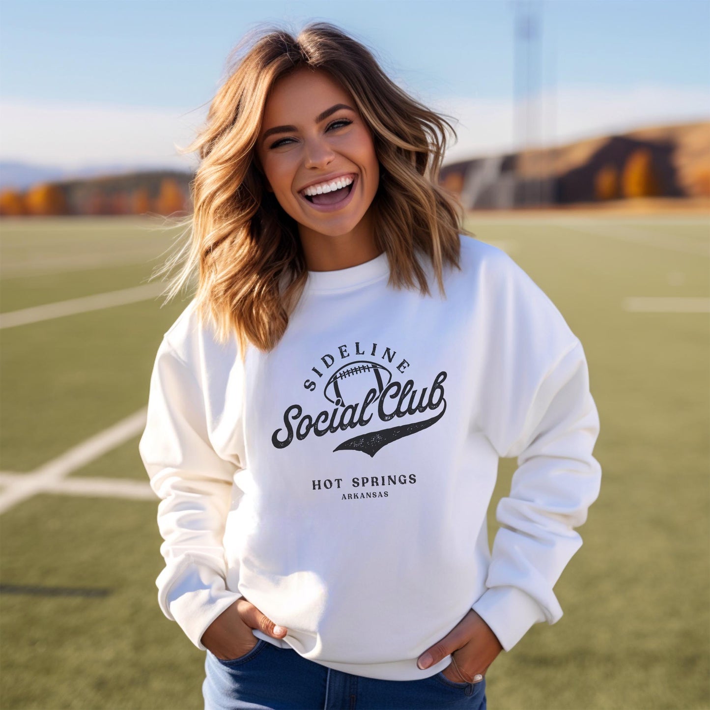 Gildan Sweatshirt White-Football Mom | Custom | Personalize -3