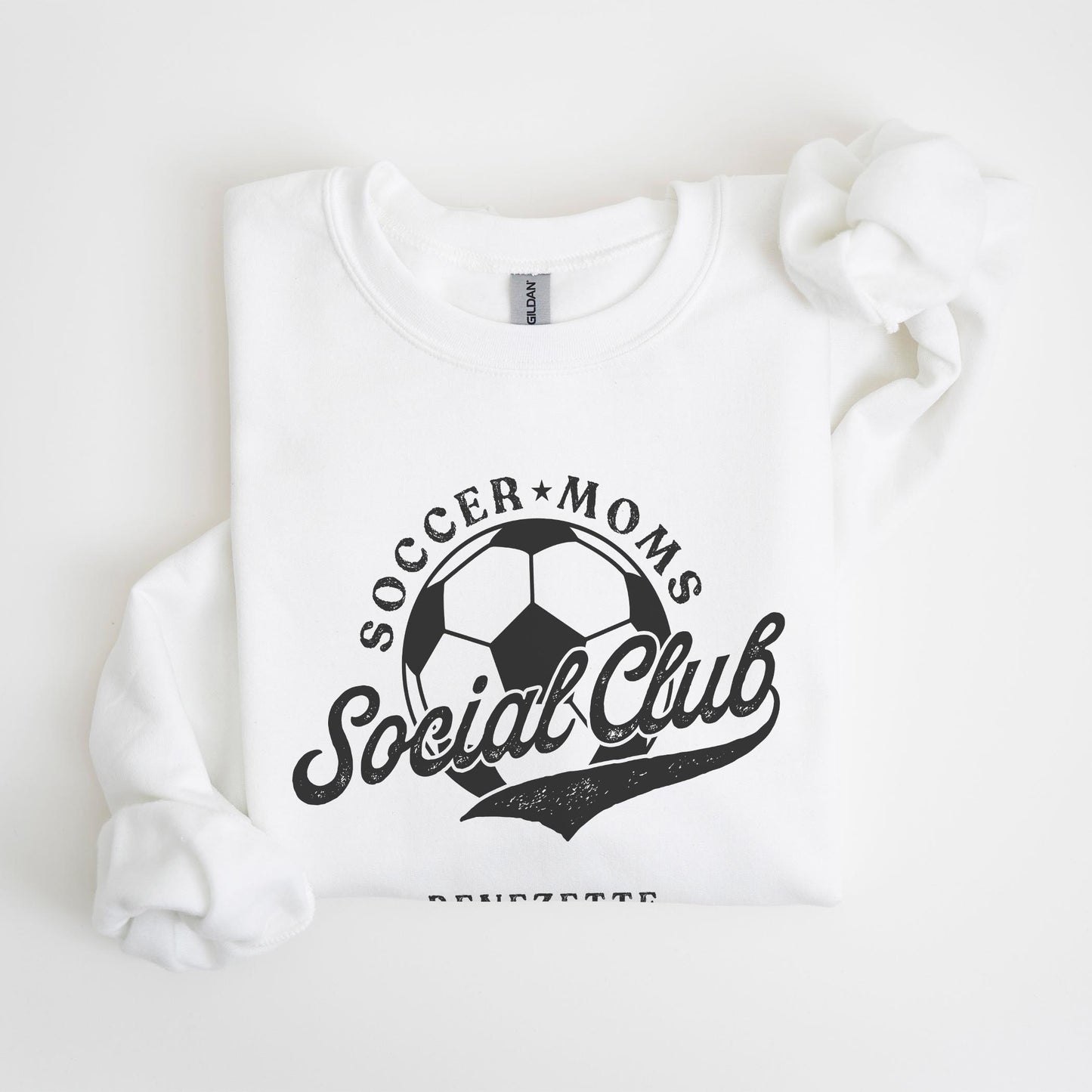 Gildan Sweatshirt White-Soccer Mom | Custom | Personalize -4