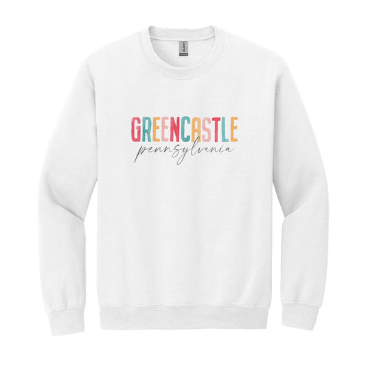 Gildan Sweatshirt White-Watercolor City Greencastle Pennsylvania