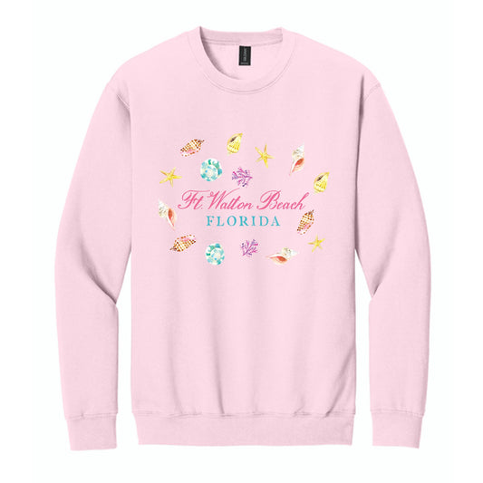 Gildan Sweatshirt Light Pink-Shells & Shoreline Ft. Walton Beach Florida -0