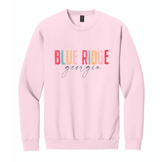 Gildan Sweatshirt Light Pink-Watercolor City Blue Ridge Georgia -0