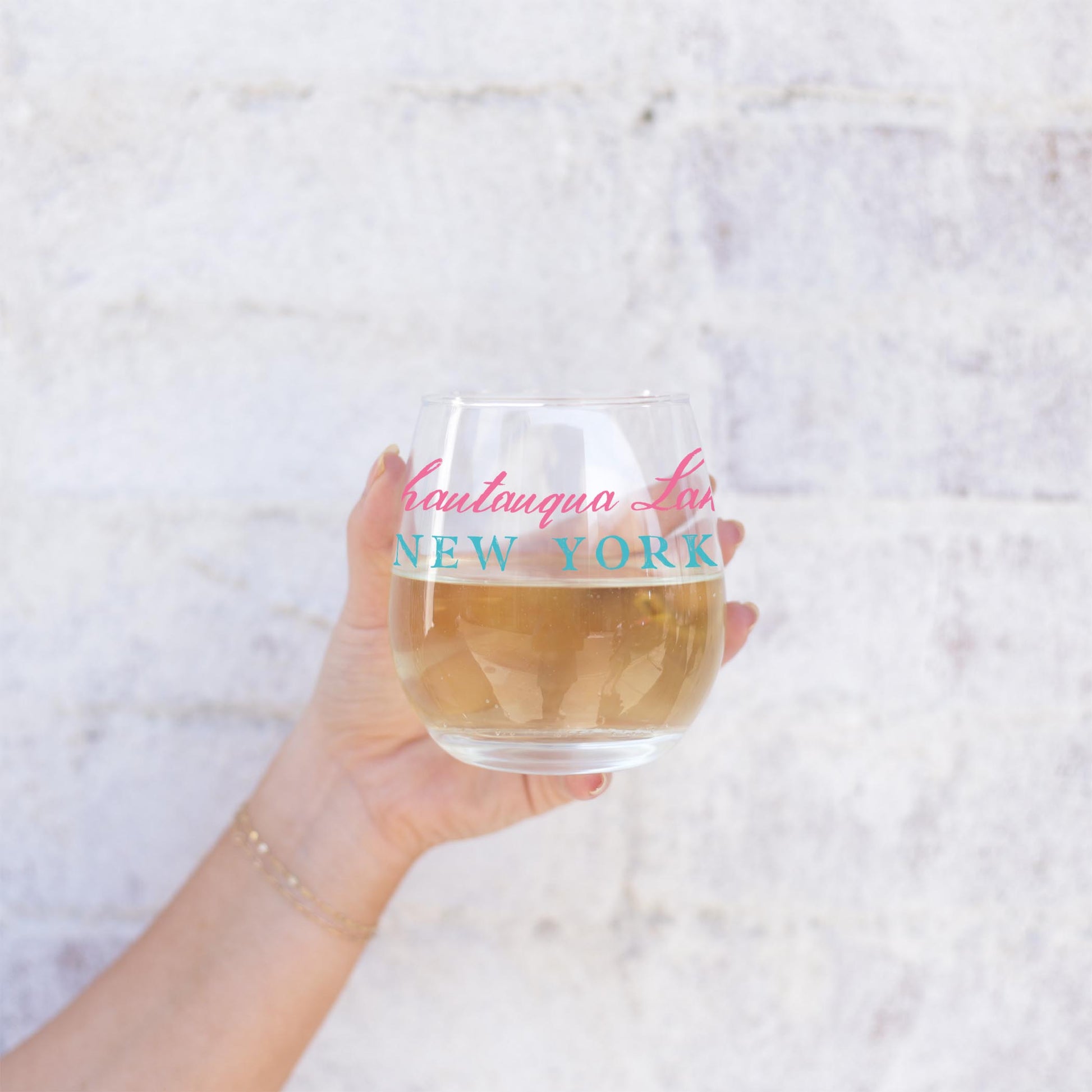 15oz Stemless Wine Glass-Shells & Shoreline Chautauqua Lake New York -2