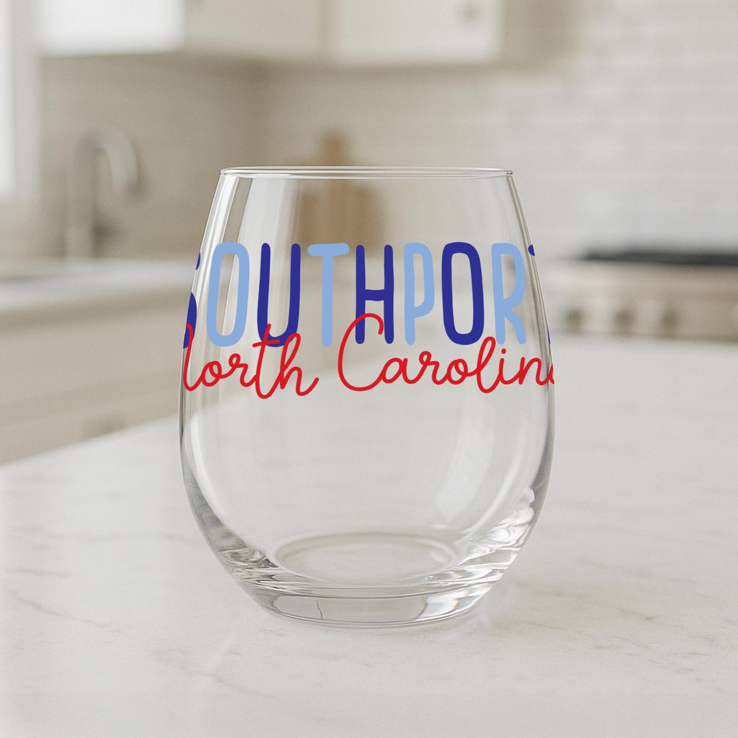 15oz Stemless Wine Glass-4th of July Southport North Carolina -1