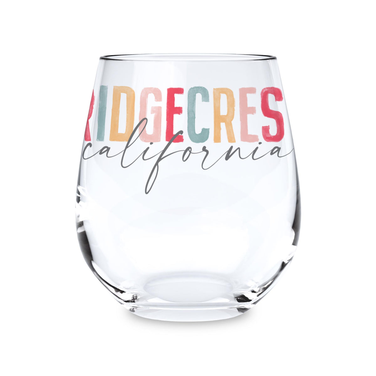 15oz Stemless Wine Glass-Watercolor City Ridgecrest California -0
