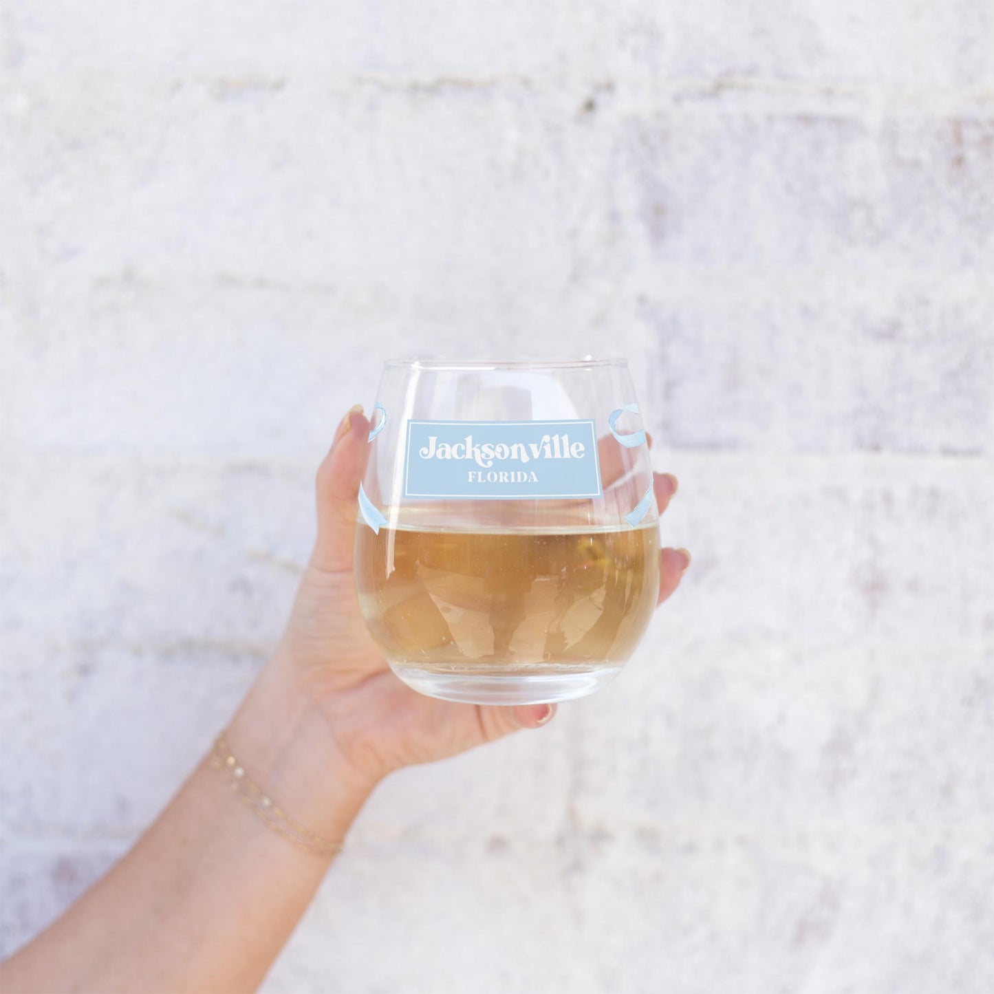 15oz Stemless Wine Glass-Love+Local Hydrangea Cottage -2