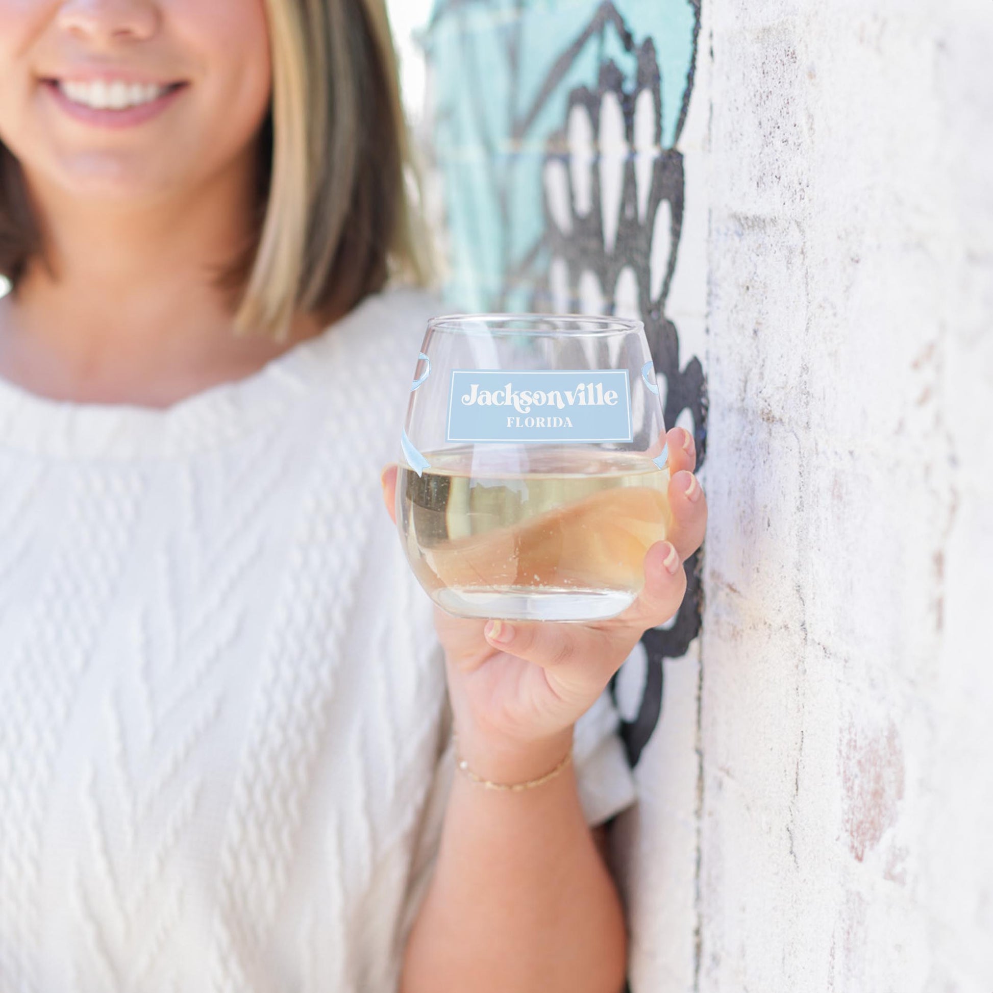 15oz Stemless Wine Glass-Love+Local Hydrangea Cottage -3