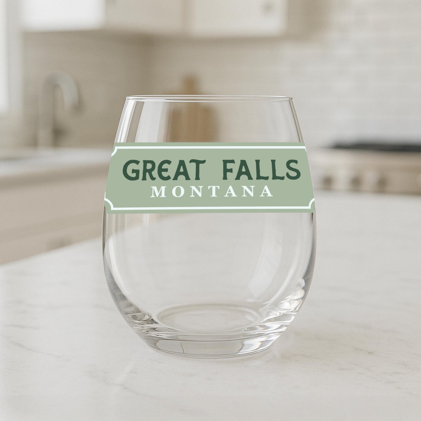15oz Stemless Wine Glass-Love+Local Woodland -1