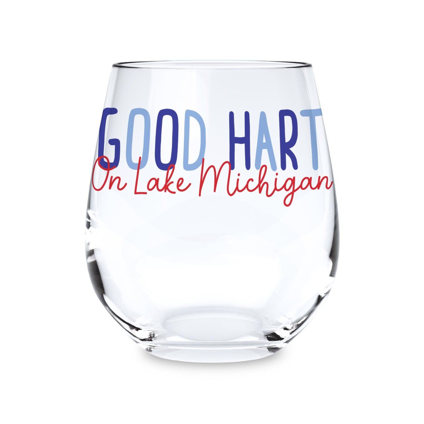 15oz Stemless Wine Glass-4th of July Good Hart On Lake Michigan -0