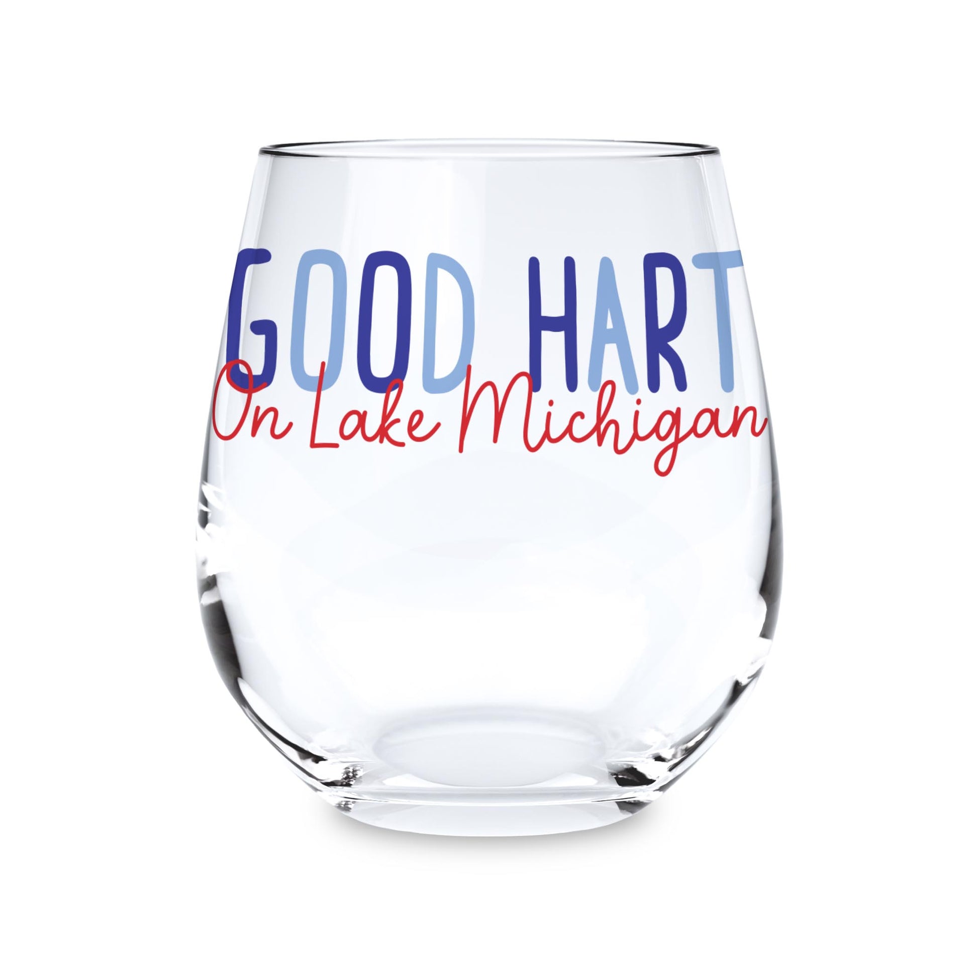 15oz Stemless Wine Glass-4th of July Good Hart On Lake Michigan -0