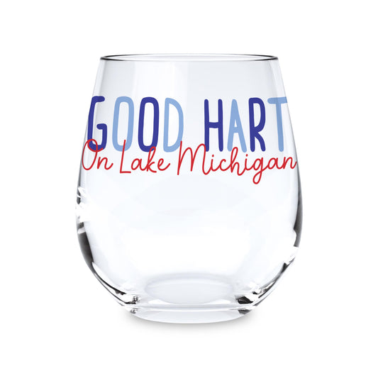 15oz Stemless Wine Glass-4th of July Good Hart On Lake Michigan -0