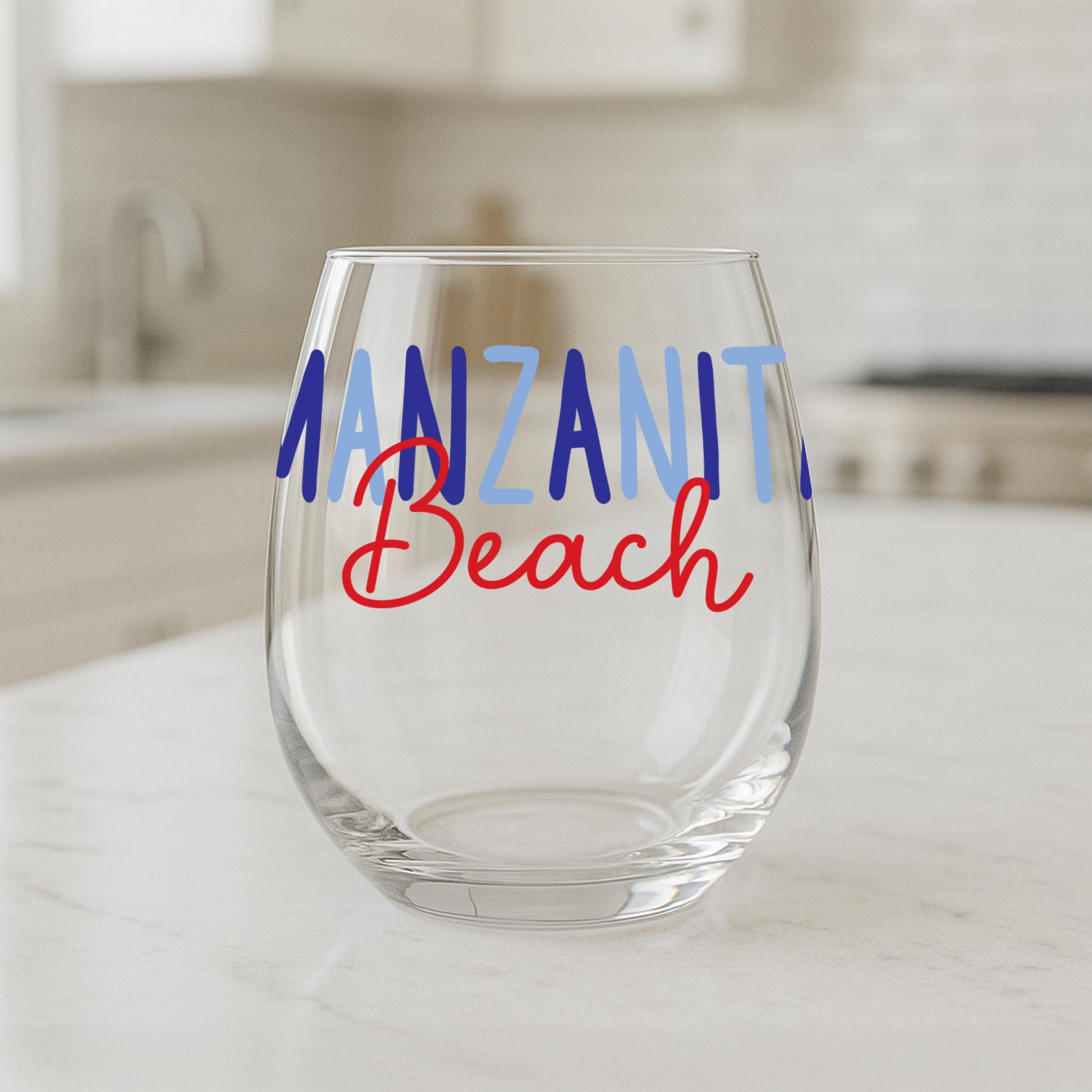 15oz Stemless Wine Glass-4th of July Manzanita Beach -1