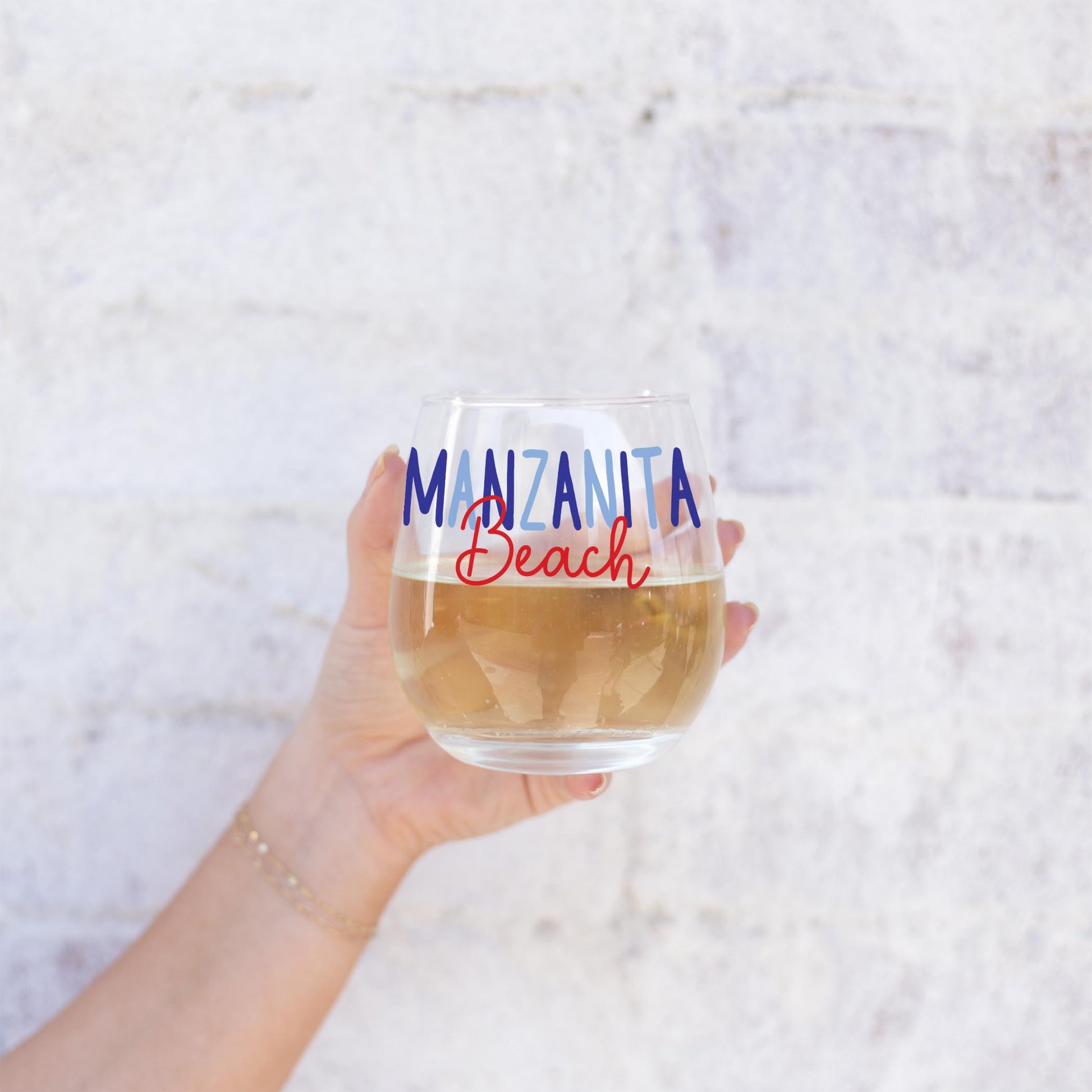 15oz Stemless Wine Glass-4th of July Manzanita Beach -2
