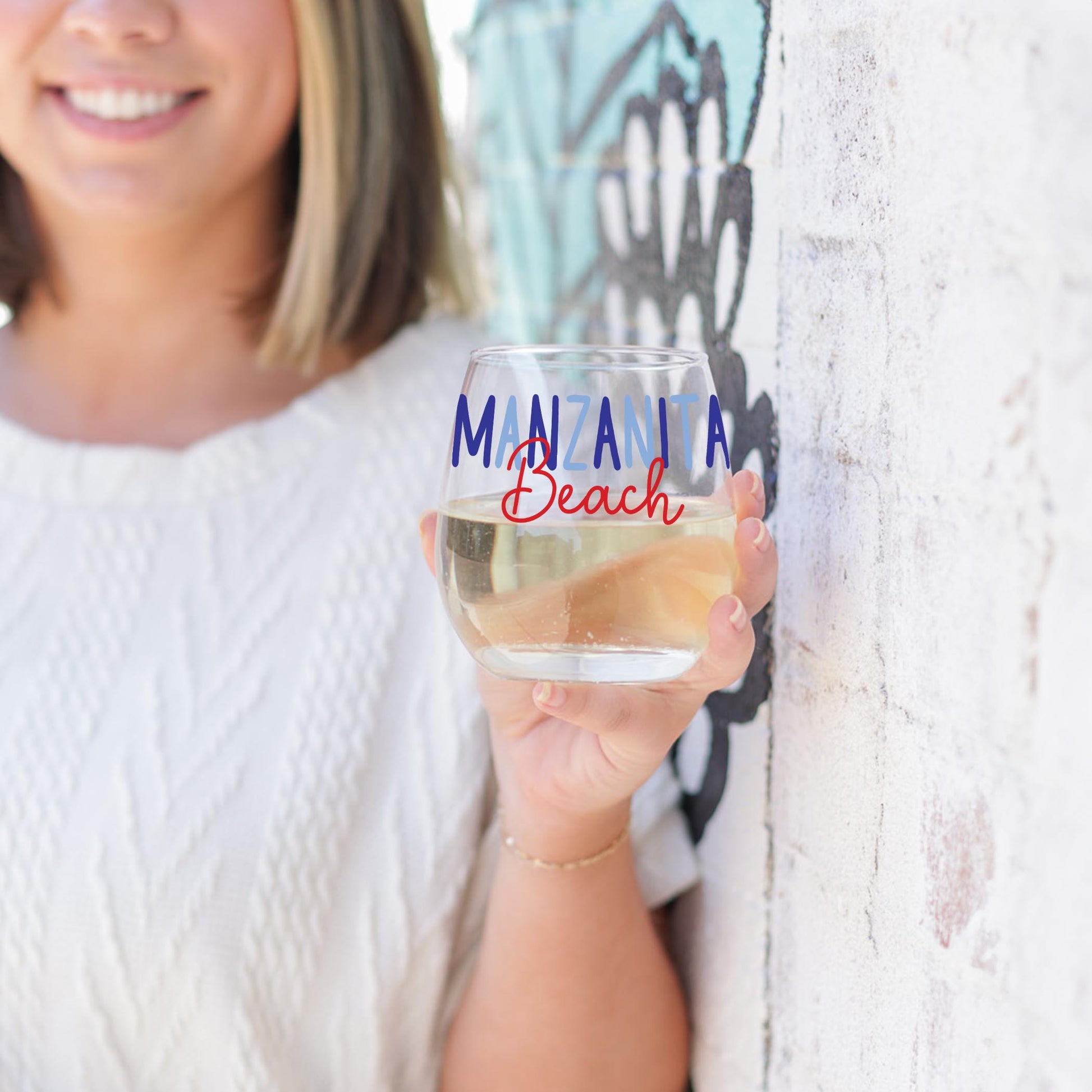 15oz Stemless Wine Glass-4th of July Manzanita Beach -3