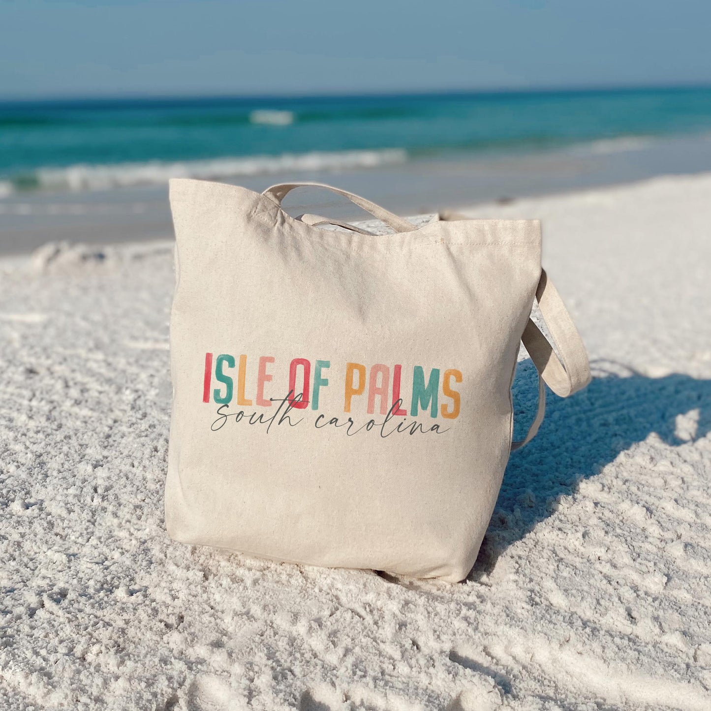 Tote Bag Natural Canvas-Watercolor City Isle Of Palms South Carolina -3