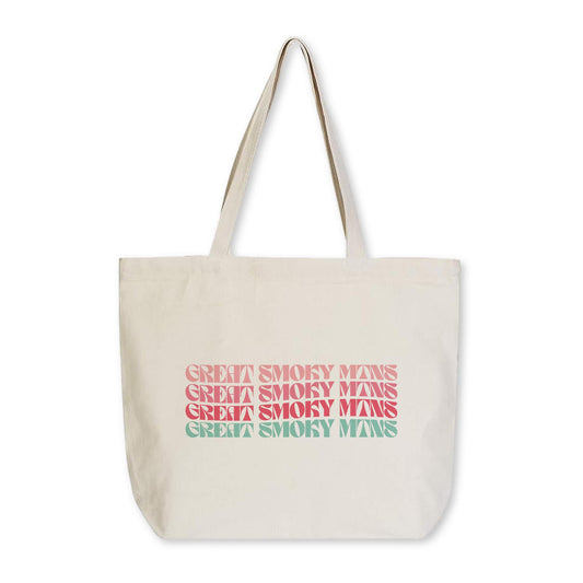Tote Bag Natural Canvas-Retro Wave Great Smoky Mtns -0