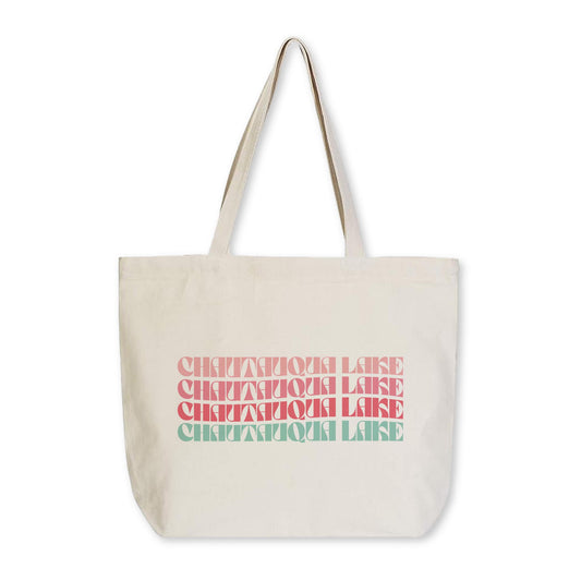 Tote Bag Natural Canvas-Retro Wave Chautauqua Lake -0