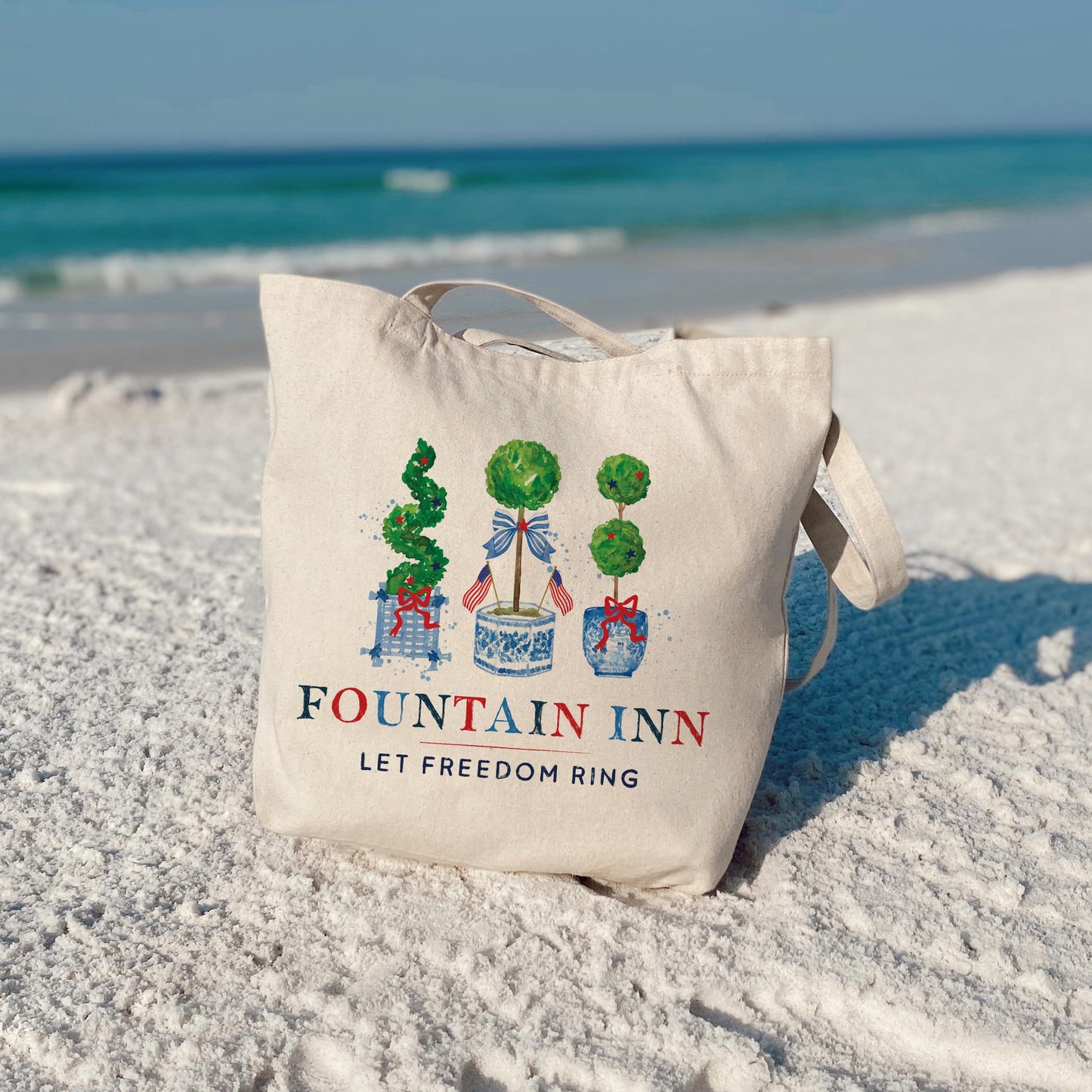 Tote Bag Natural Canvas-Let Freedom Ring Fountain Inn South Carolina -3