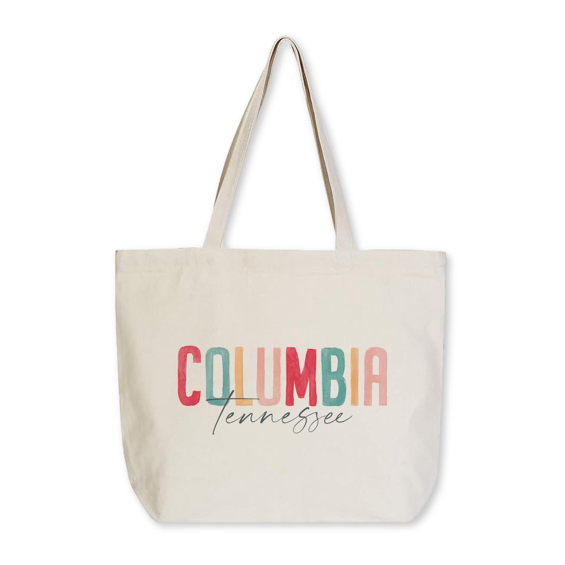Tote Bag Natural Canvas-Watercolor City Columbia Tennessee -0