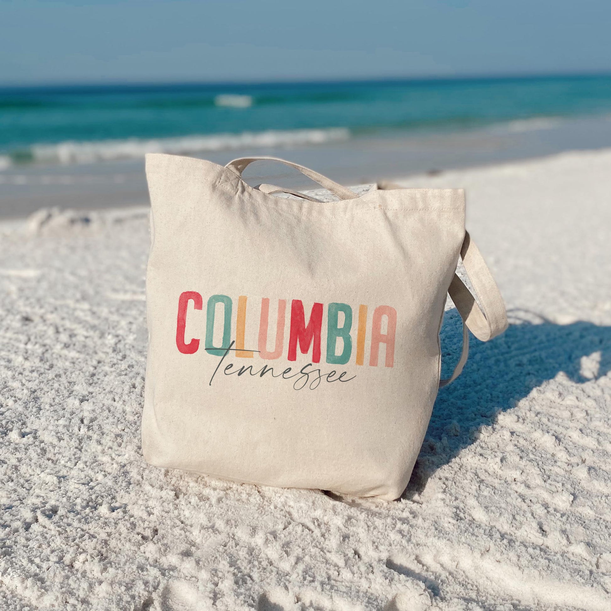 Tote Bag Natural Canvas-Watercolor City Columbia Tennessee -3