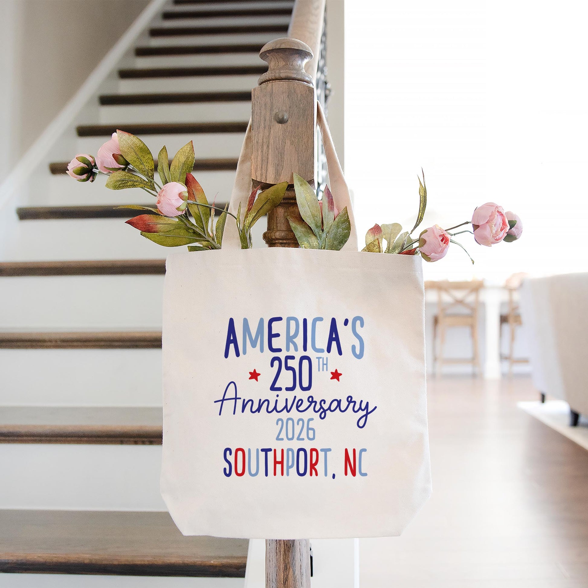 Tote Bag Natural Canvas-4th of July Southport North Carolina -1