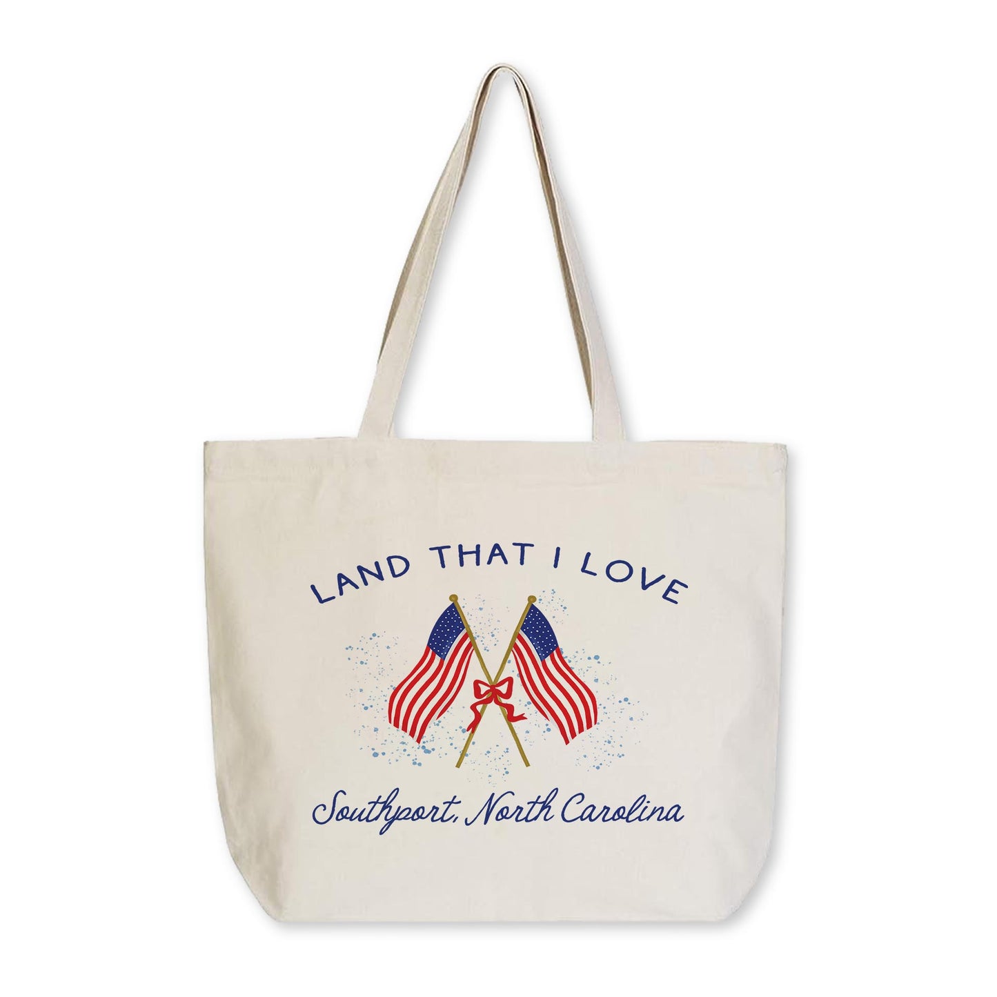 Tote Bag Natural Canvas-Land That I Love Southport North Carolina -0