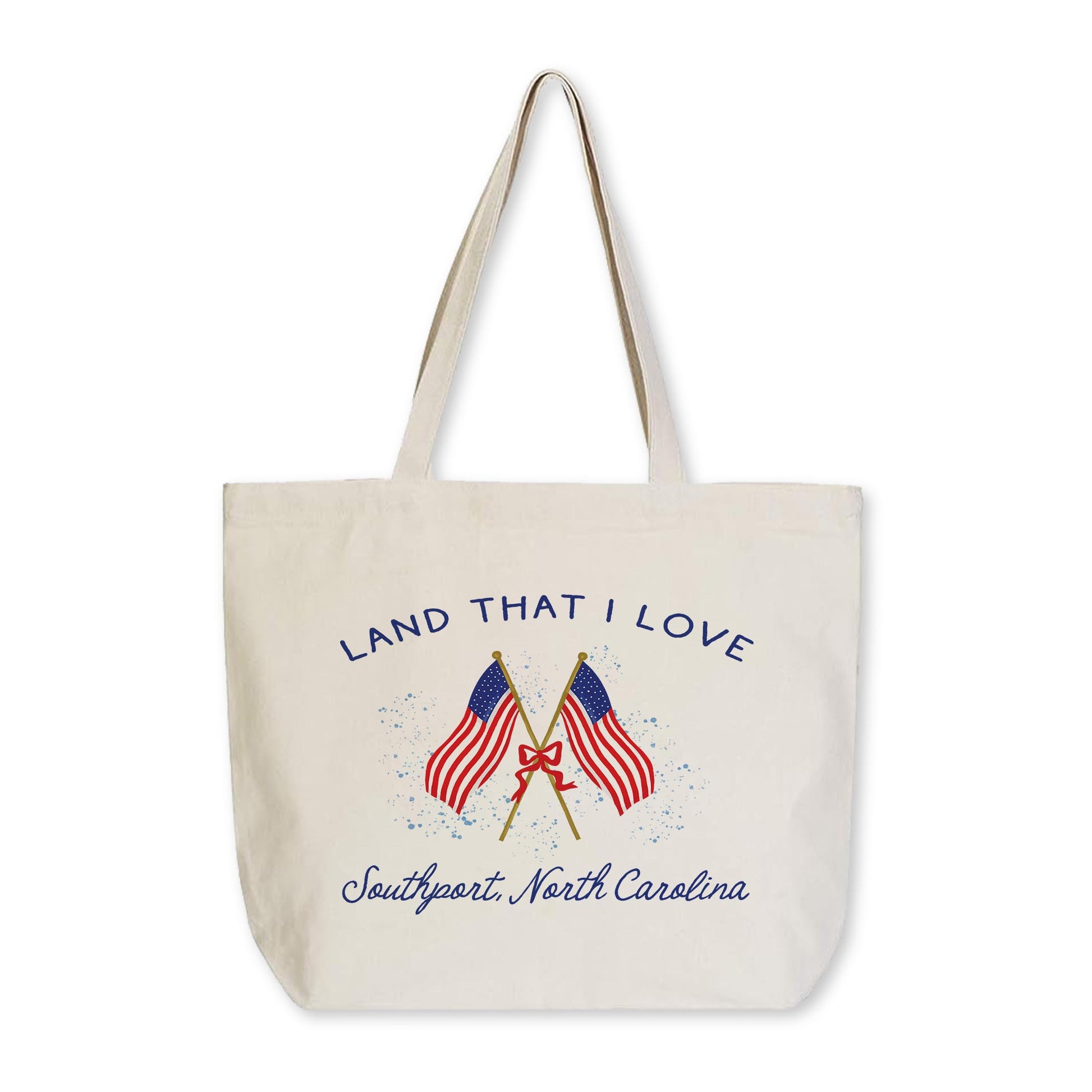 Tote Bag Natural Canvas-Land That I Love Southport North Carolina -0
