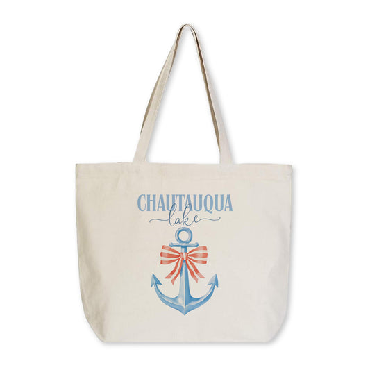 Tote Bag Natural Canvas-New England Tides Anchor Chautauqua Lake -0