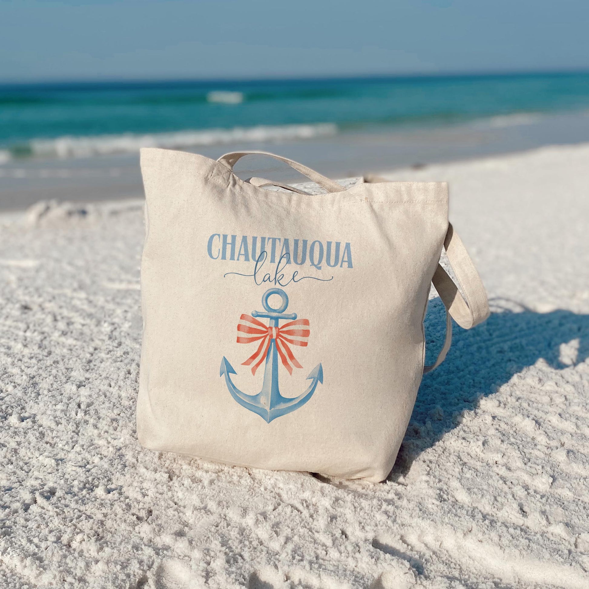Tote Bag Natural Canvas-New England Tides Anchor Chautauqua Lake -3