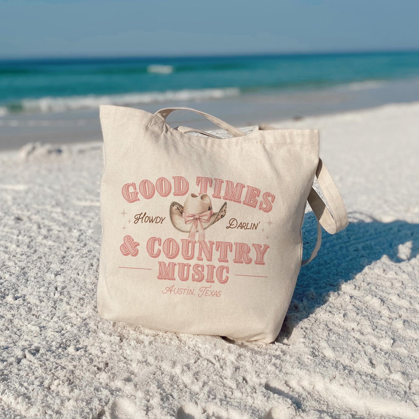 Tote Bag Natural Canvas-Love+Local Coquette Cowgirl Good Times -3
