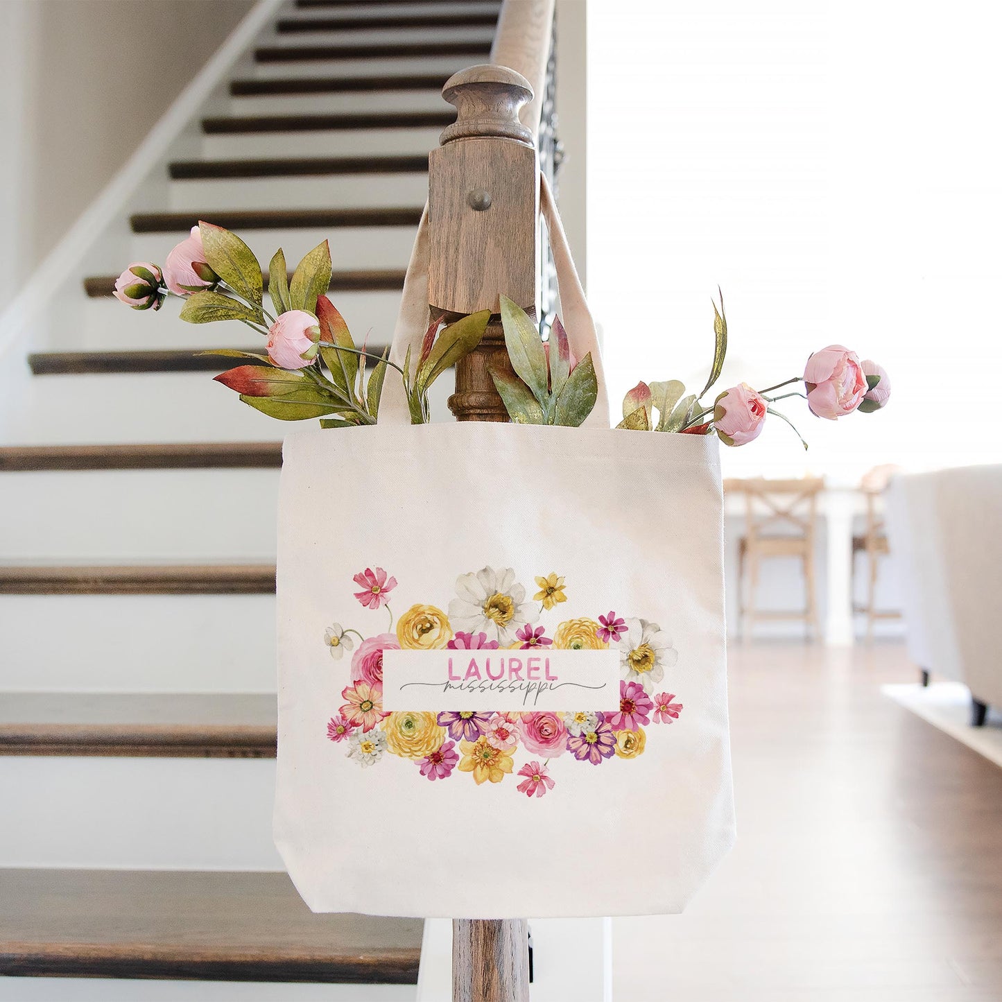 Tote Bag Natural Canvas-Love+Local Fantasy Garden -1
