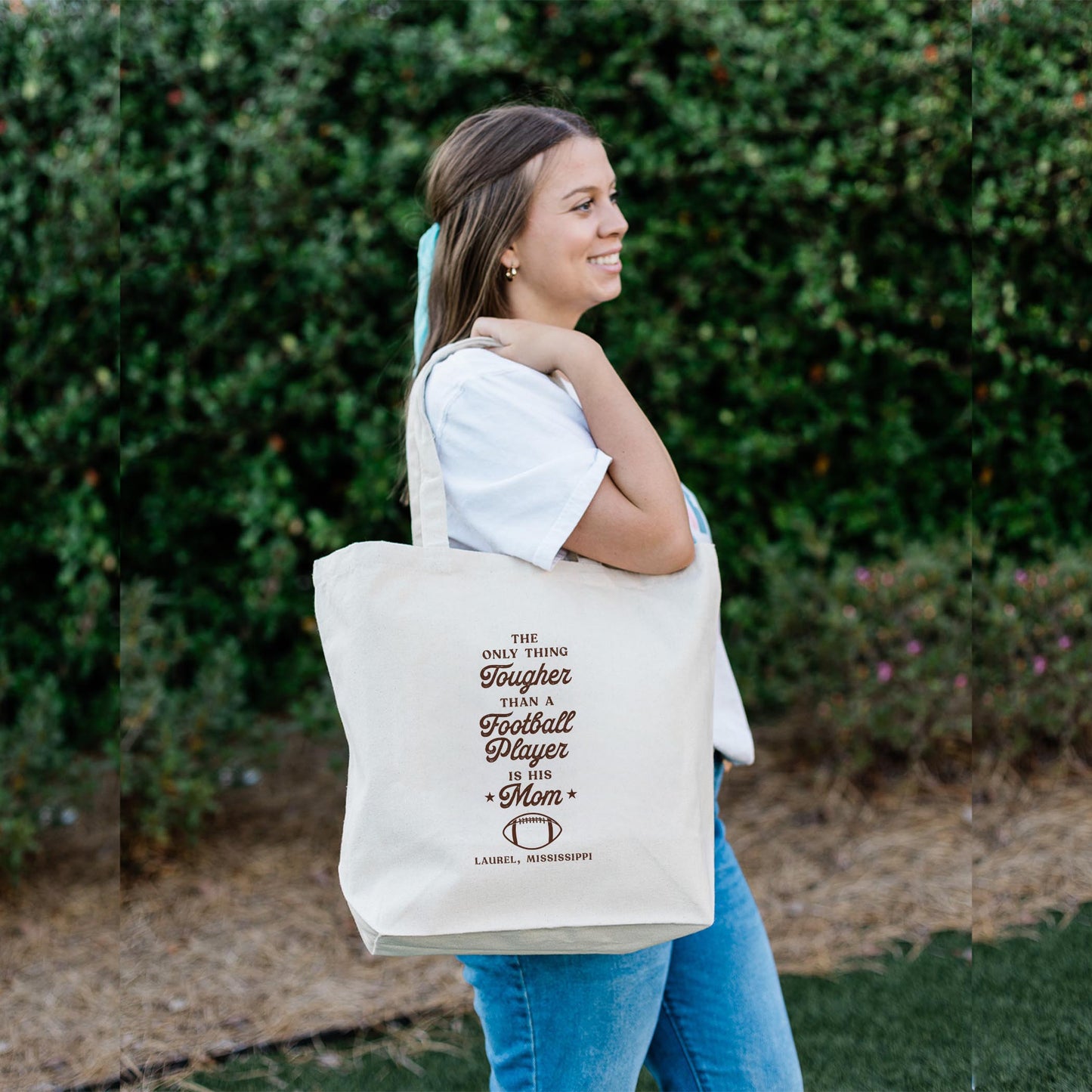 Tote Bag Natural Canvas-Football Mom | Custom | Personalize -2