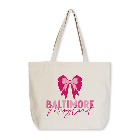 Tote Bag Natural Canvas-Love+Local Bonita Bows -0