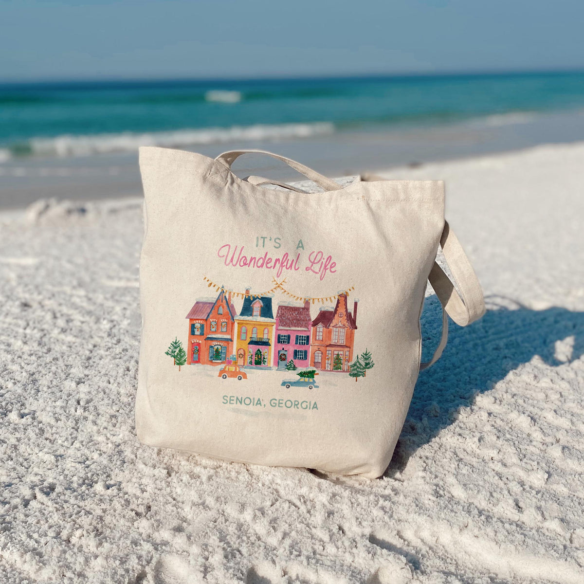 Tote Bag Natural Canvas-It's A Wonderful Life Senoia Georgia -3